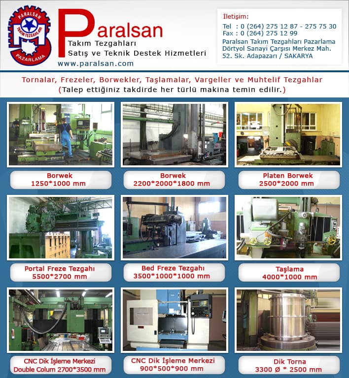 Paralsan Takım Tezgahları Satış ve Teknik Destek Hizmetleri