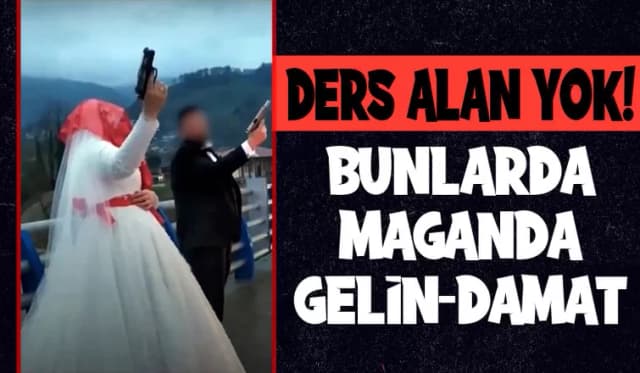 Gelin ve damat havaya ateş açtı, tepki yağdı