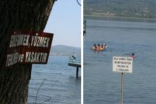 Sapanca Gölü'nde iki farklı tabela kafa karıştırıyor
