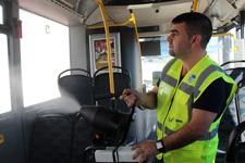 Belediye otobüsleri ve ADARAY dezenfekte ediliyor