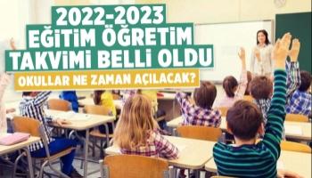 2022-2023 Eğitim öğretim takvimi belli oldu